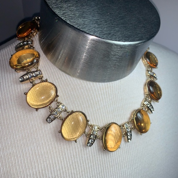 Banana Republic necklace glass rhinestone beads gold - Picture 2 of 4